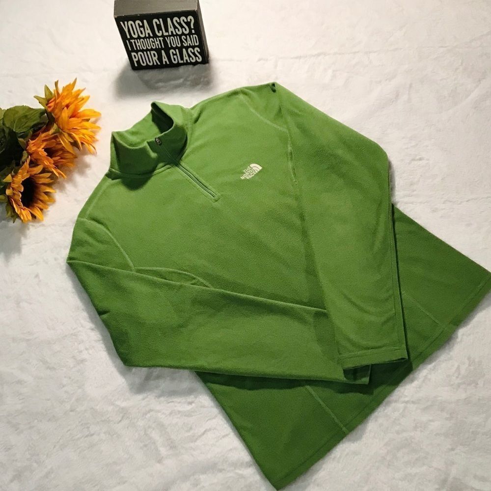 North Face Green Fleece Pullover Sweatshirt M - Picture 3 of 4